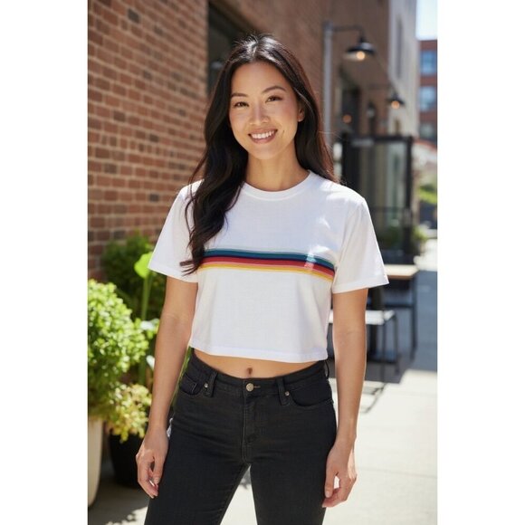 John Galt Tops - John Galt Women's Short Crop White Top